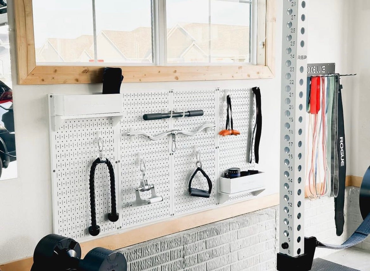 32in x 16in White Metal Pegboard Panel