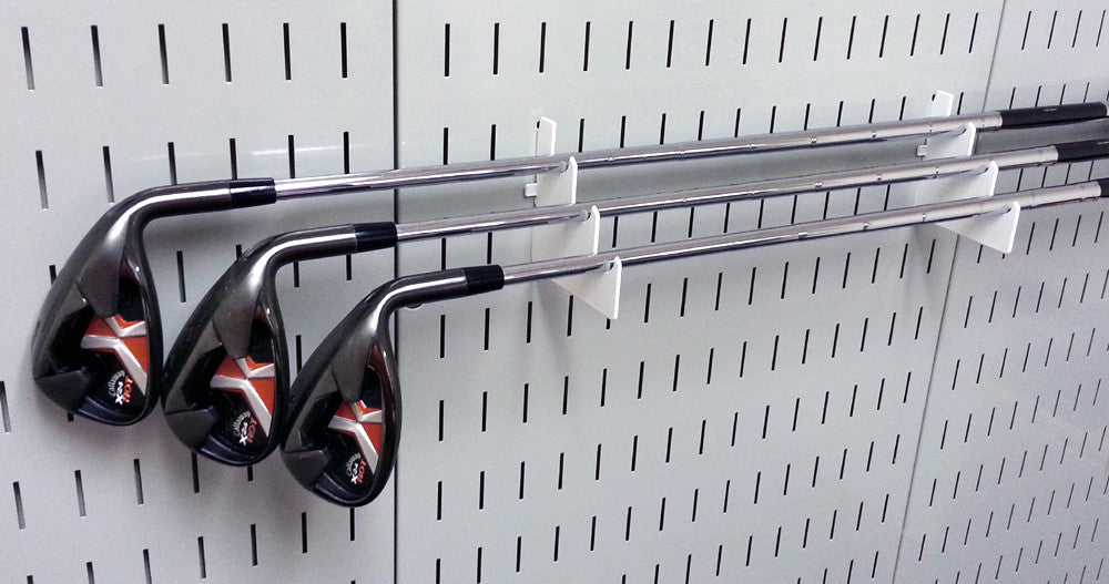 Golf Clubs on Pegboard