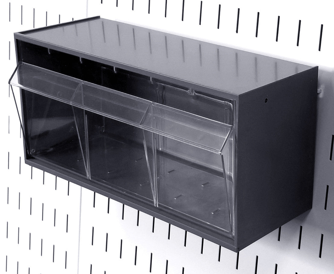 Gym Pegboard Bins that Tip Out