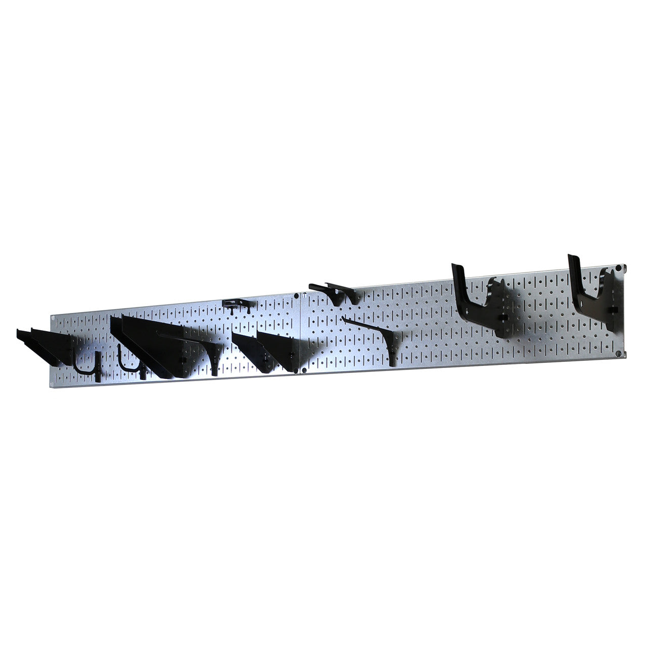 Shiny Galvanized Steel Pegboard with Black Peg Hooks