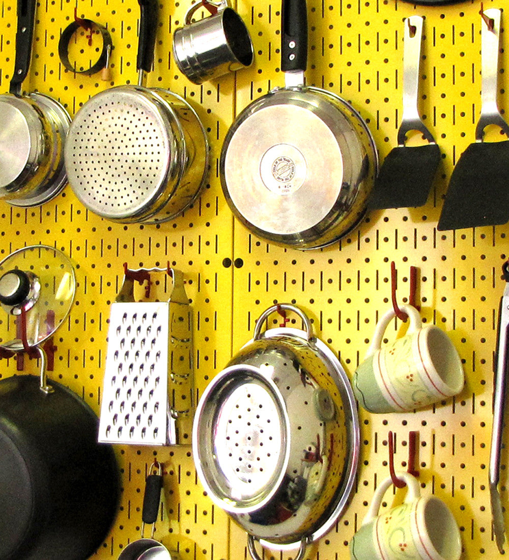 Yellow Kitchen Pegboard Rack