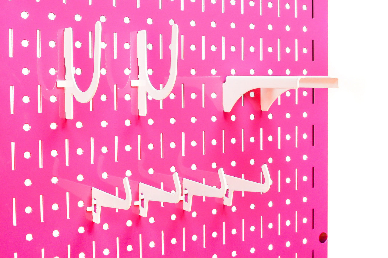Pink Pegboard Tool Storage Hooks