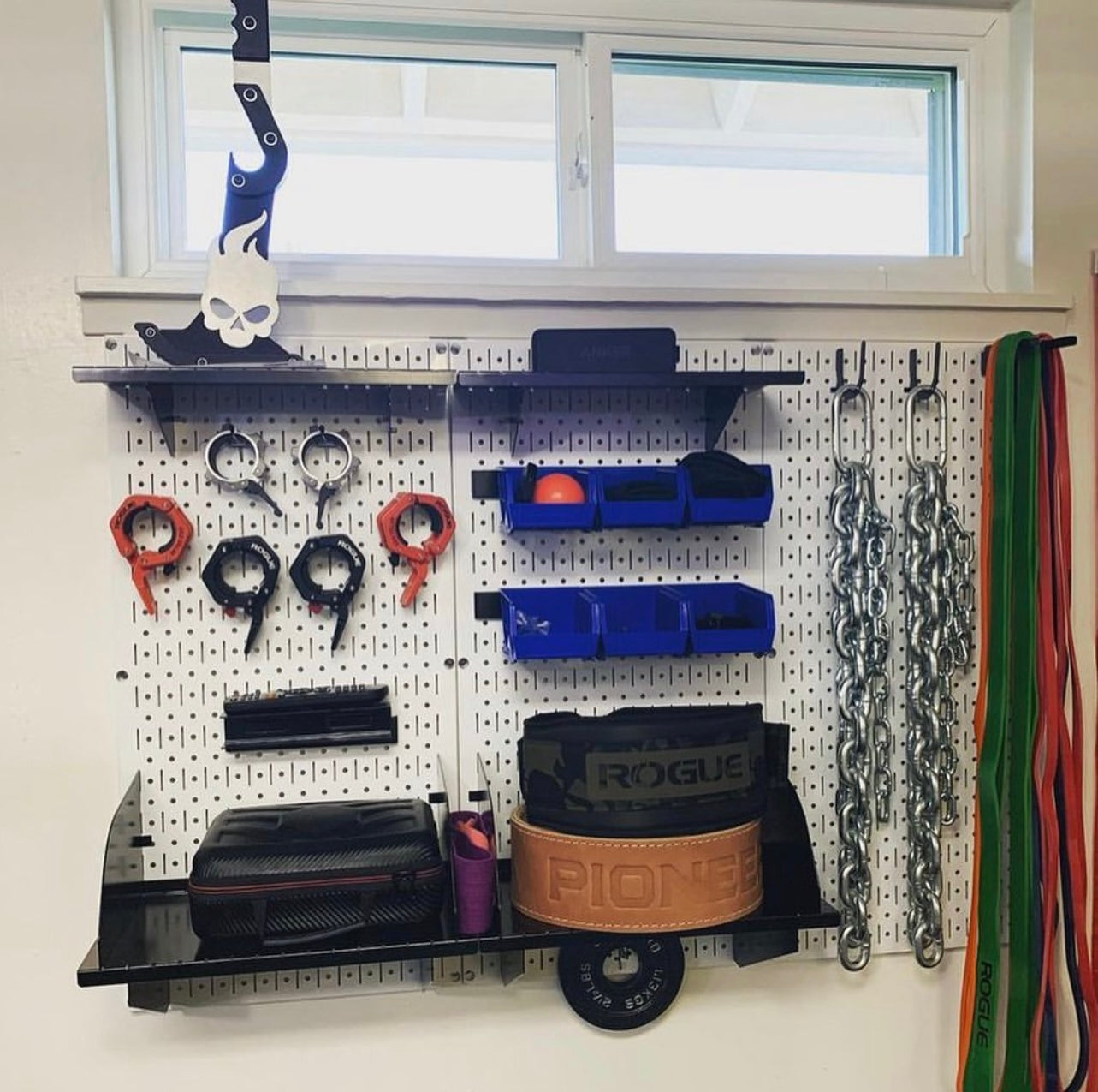 Gym Pegboard Shelves