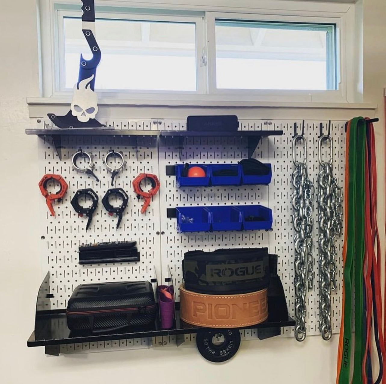 Gym Pegboard 9in Shelves