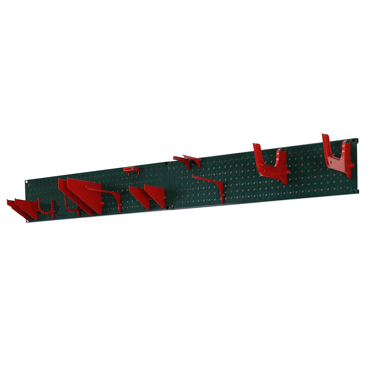 Red Peg Hooks in Green Pegboard Christmas Supplies Storage Organizer