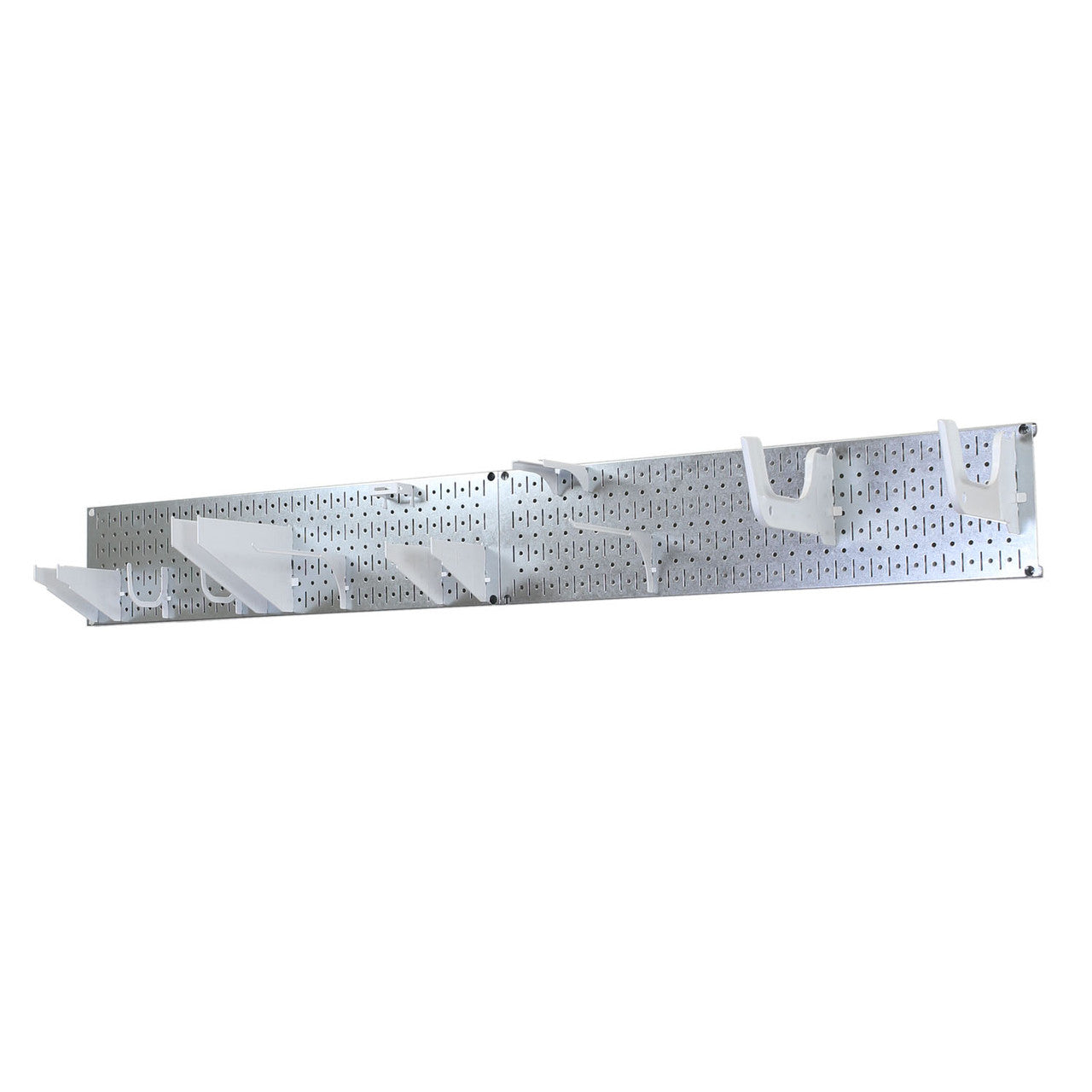 Galvanized Steel Pegboards with White Slotted Peg Hook Brackets