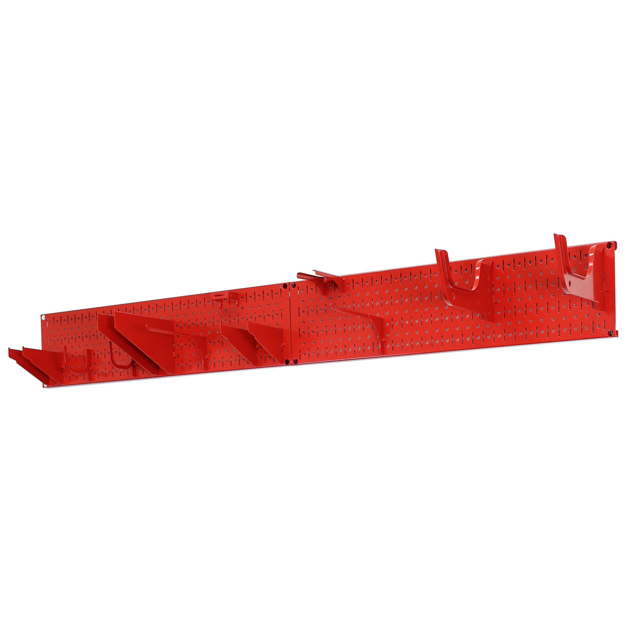 Red Metal Pegboard with Red Peg Hooks