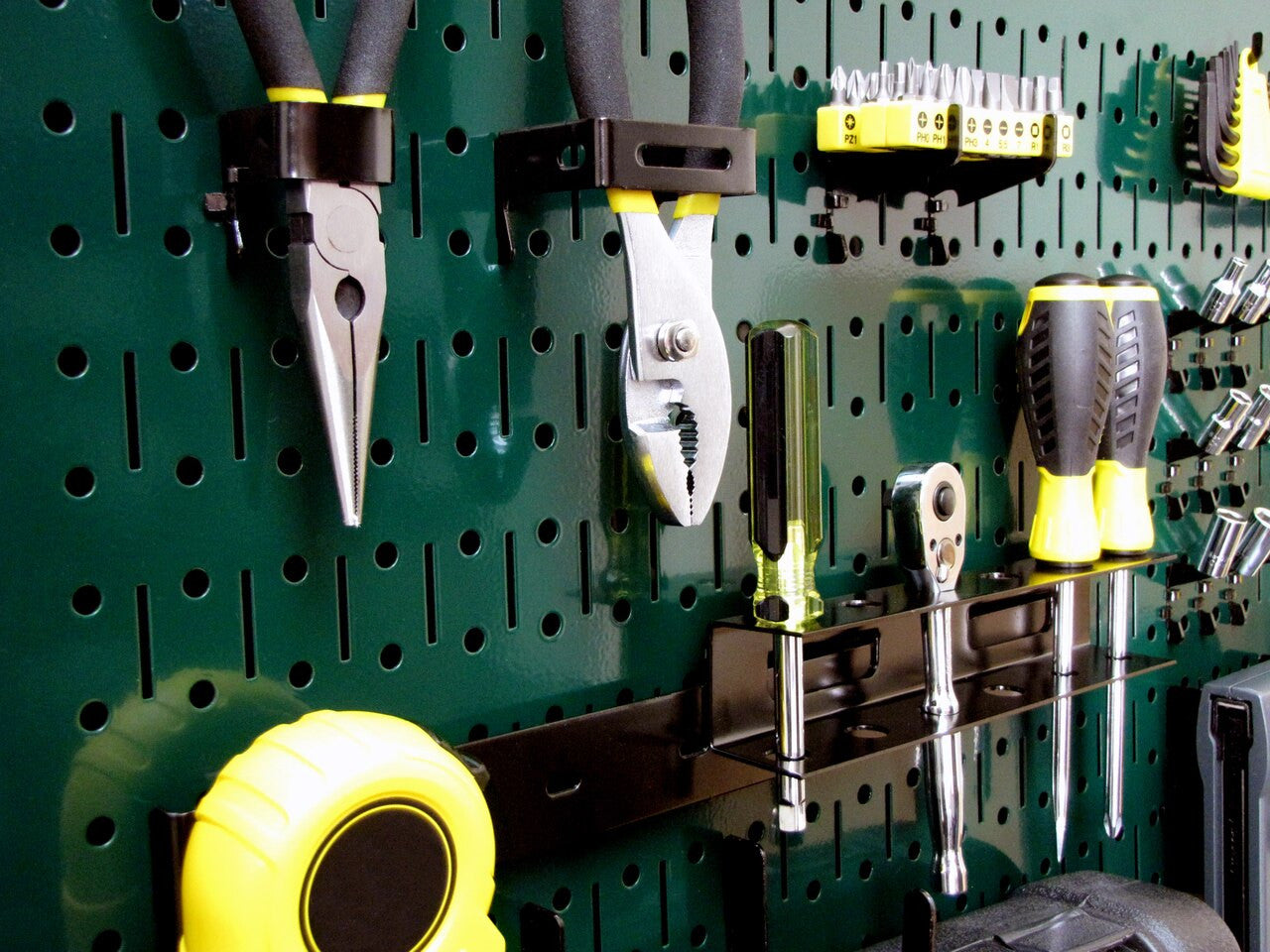 Green Metal Pegboard Tool Storage