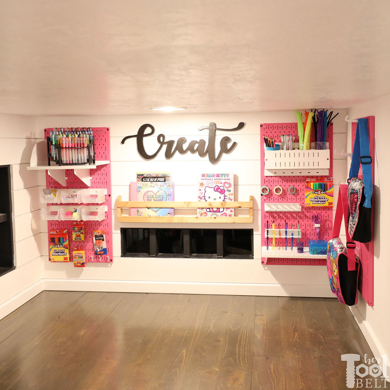 Her Tool Belt - Basement Playhouse with Pink Pegboards