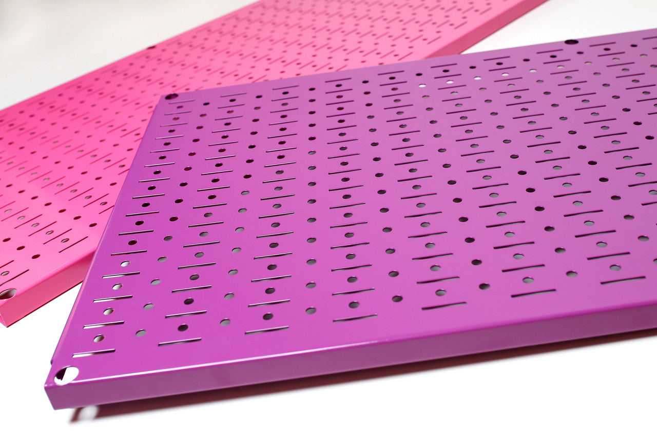 Side of Purple Metal Pegboard Panel