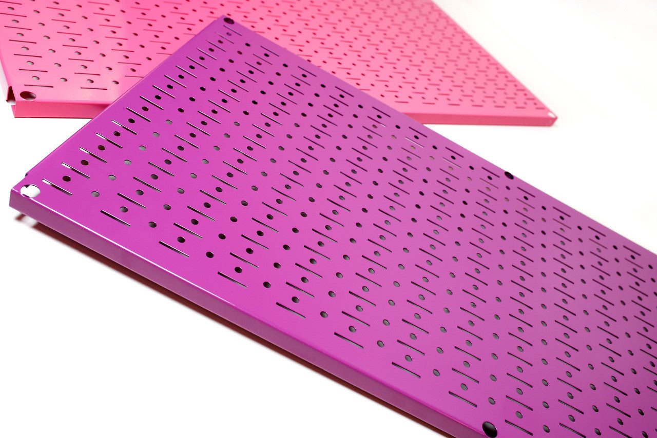 Colorful Metal Pegboard Purple and Pink Panels Storage and Organization