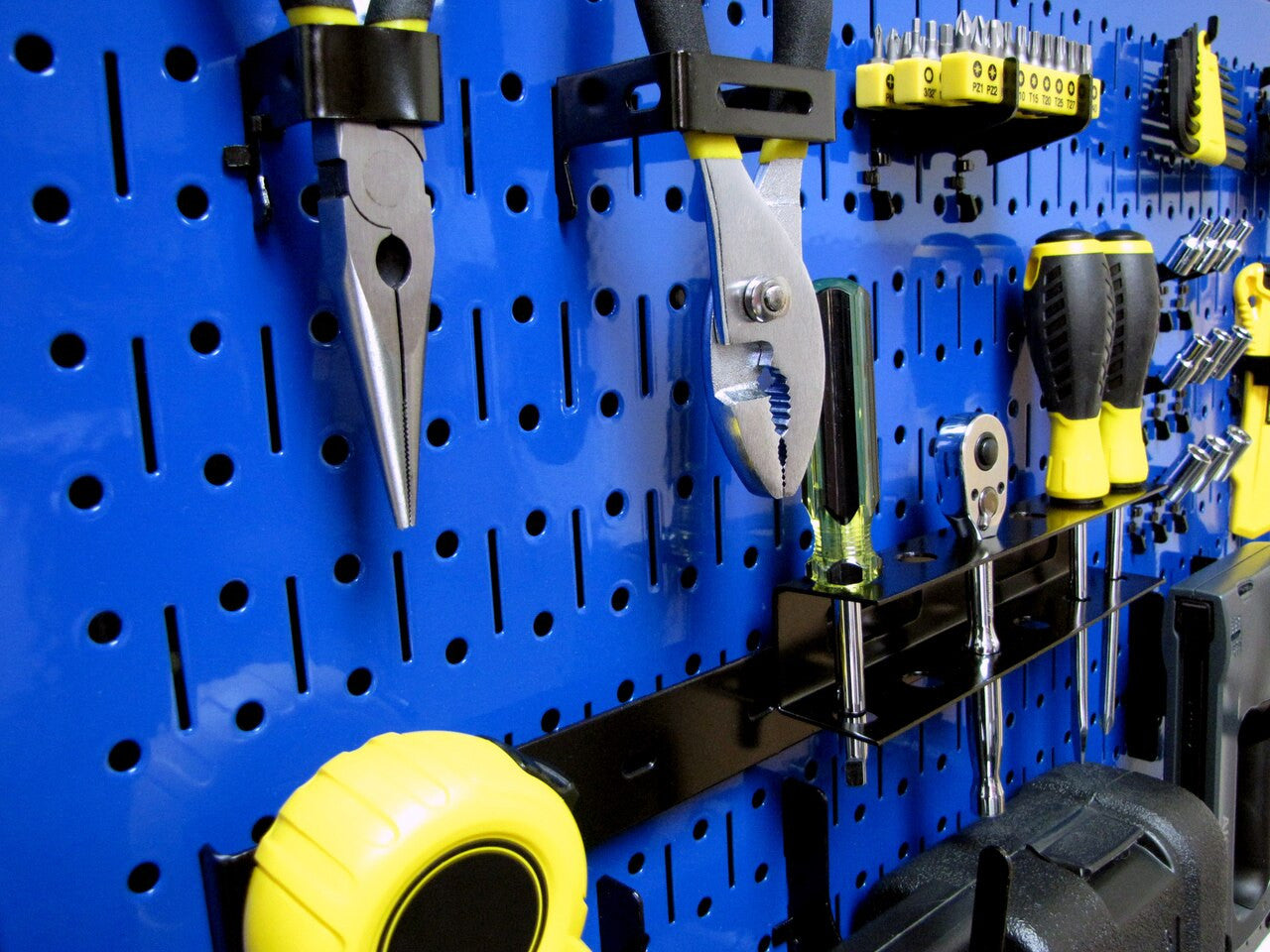 Blue Metal Pegboard Organizer