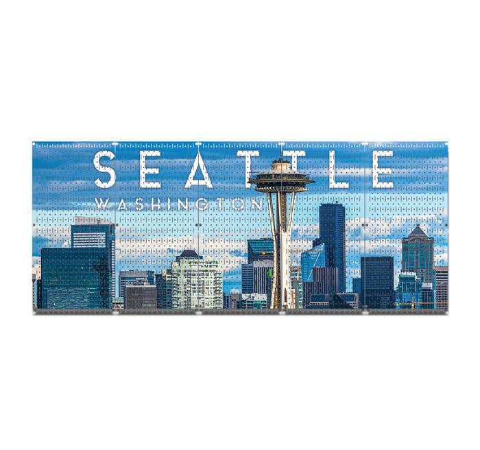 Functional Wall Decor City Scape Wall Art Organizer Seattle Sky Line Pegboard Storage Panels