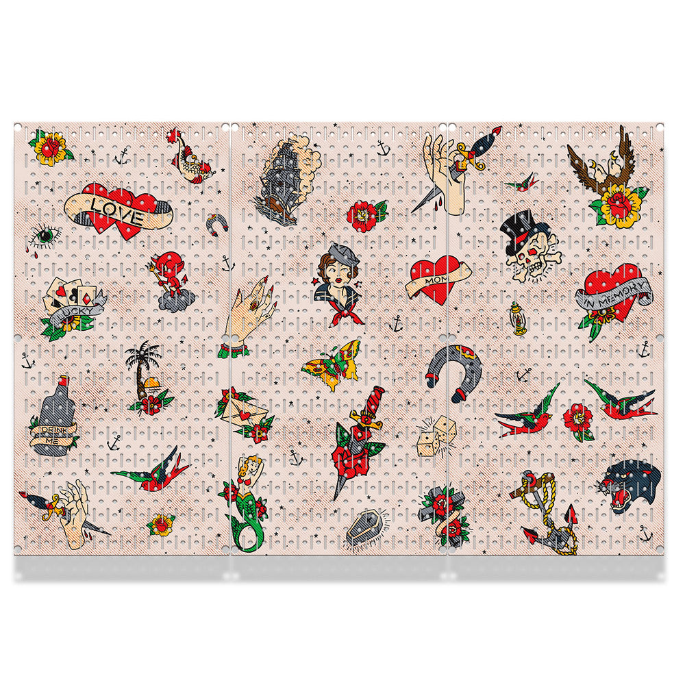 Tattoo Pattern Custom Wall Storage Organizer Pegboards  