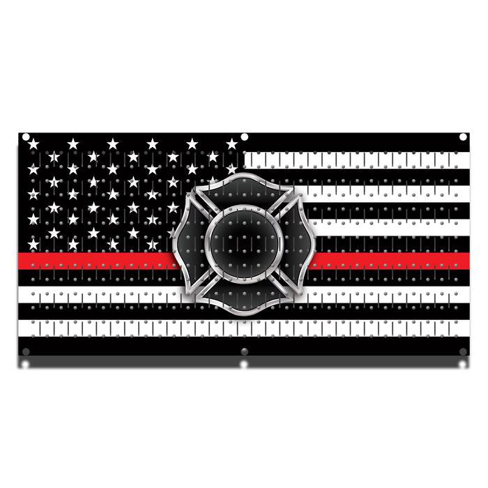 Thin Red Line Functional Art Firefighter Fire Service Wall Storage Organizer Pegboard