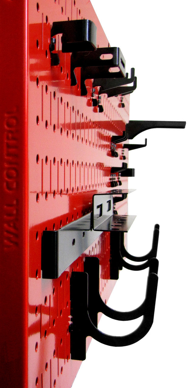 Horizontal Red Peg Board Under Cabinet