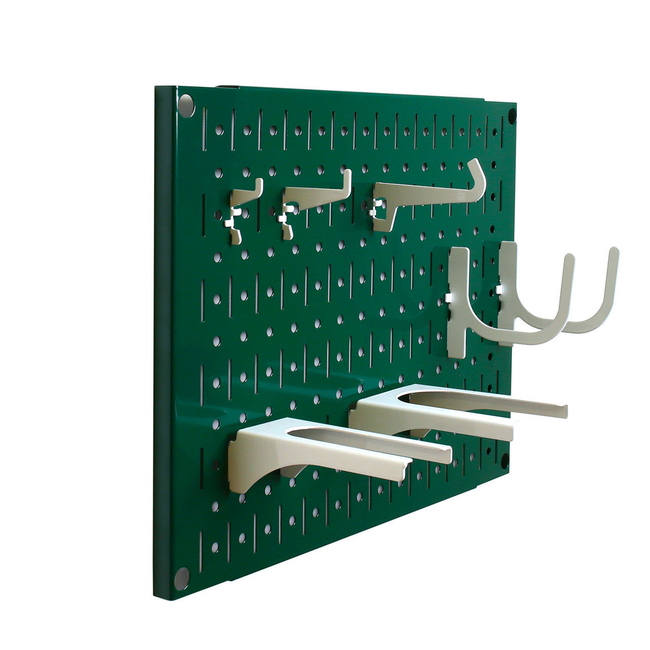 Small Green Metal Pegboard with Hooks