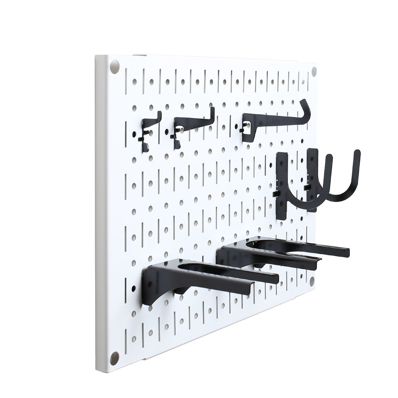 Small Gym Pegboard Tile with Black Hooks