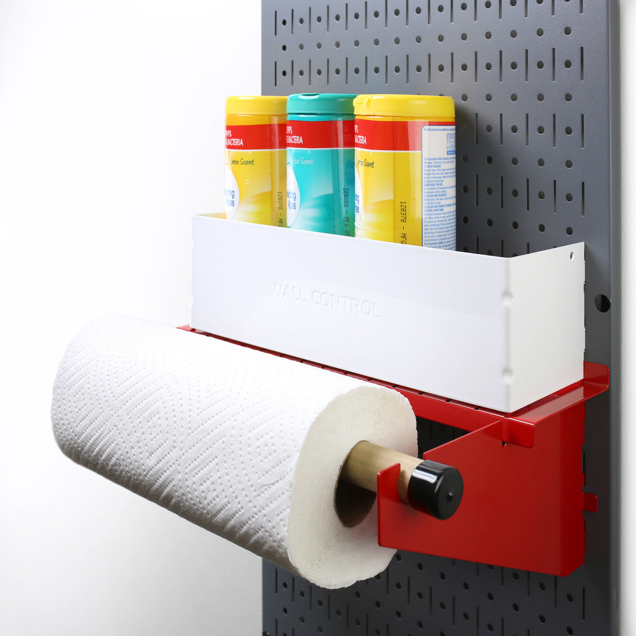 Shelf bin with paper towels